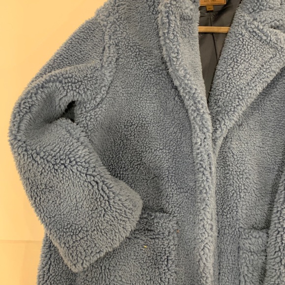 FREED oversized teddy coat in dusty blue - Picture 4 of 7